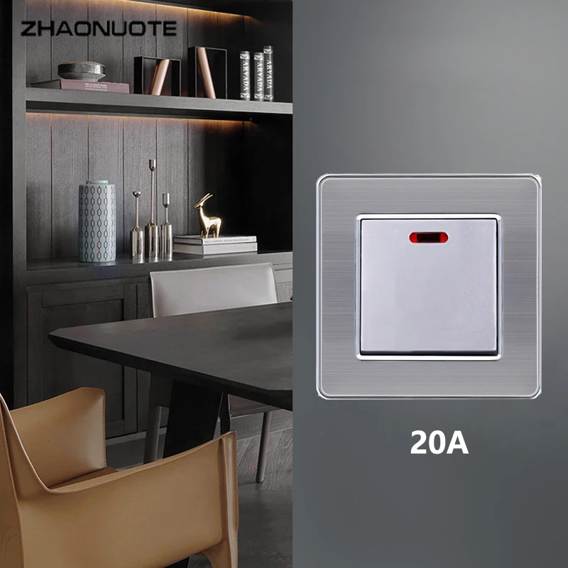 86 Тип панели из нержавеющей стали с индисветильник 20 А переключатель тока