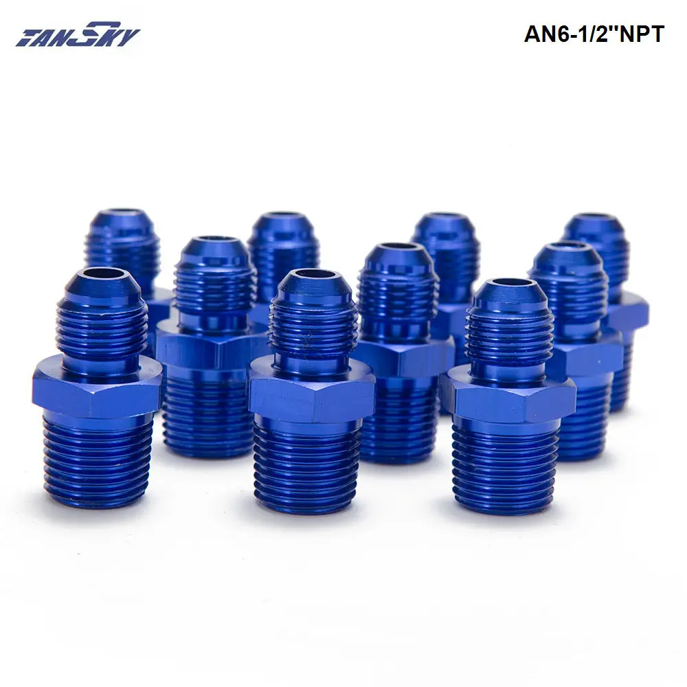 

10PCS/LOT Adaptor Aluminum Car Fittings For Braided Lines (Hoses) - Fuel / Oil / Gas / Water / Fluid / Air AN6-1/2''NPT