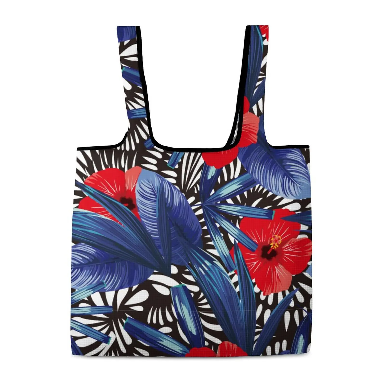 Red Flower Bag for Products Shopper Bag Aesthetic Bags Large Shopping Bag Travel Beach Shoulder Bag Custom Pattern