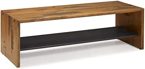 

Rustic Solid Wood Two Tier Entryway Bench, 58 Inch, Amber