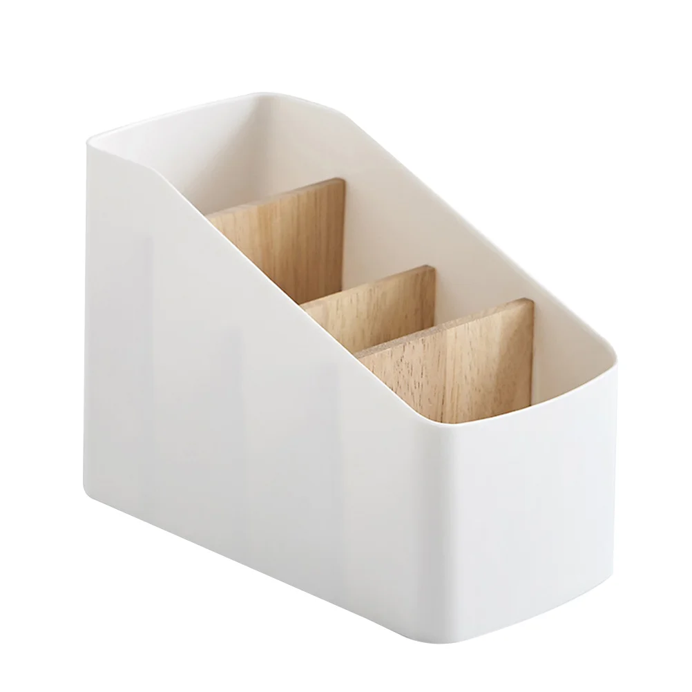 

Wood Desktop Storage Organizer Holder Multi- Compartment Pen Stationery Makeup Container for Home Kitchen Office