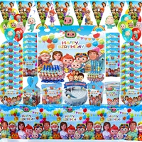 cartoon jj melon theme decoration boy girl family baby cartoon disposable birthday party cutlery set baby shower supplies