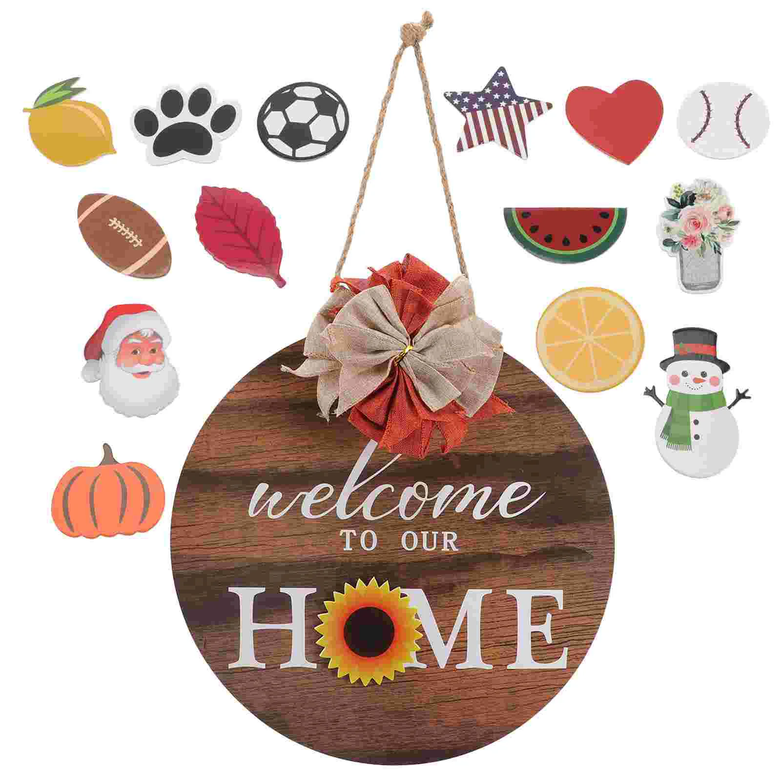 

1 Set Door Welcome Sign Interchangeable Pendant Front Door Wooden Welcome Sign
