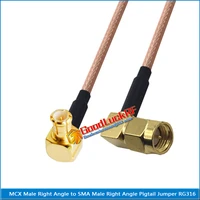 mcx male right angle 90 degree to sma male right angle plug coaxial pigtail jumper rg316 extend cable 50 ohm low loss
