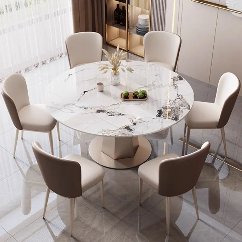 Итальянский европейский обеденный стол мраморные складные стулья кофейный