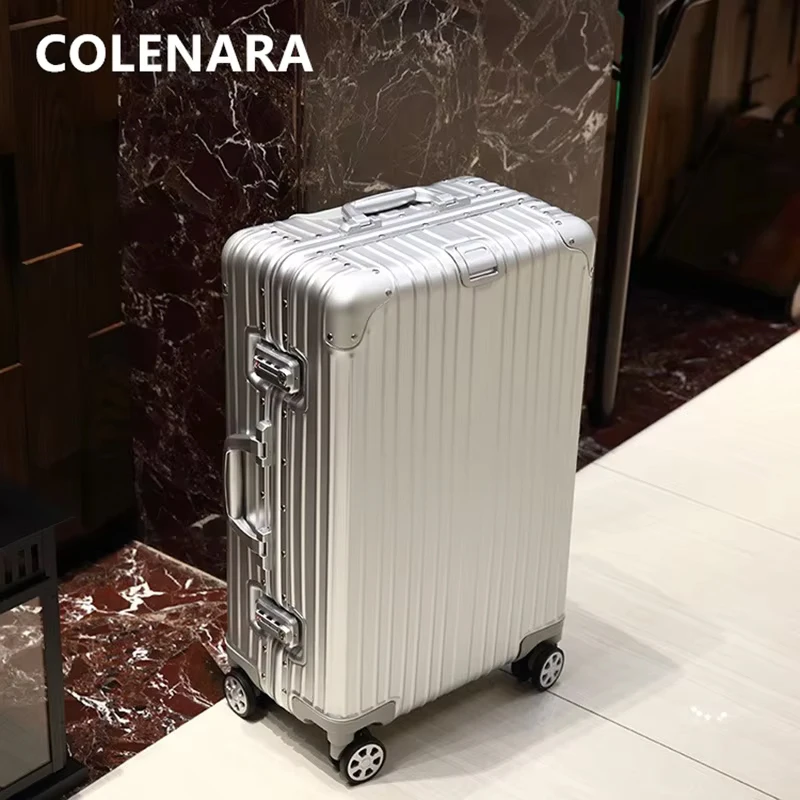 Фото Чемодан COLENARA на колесах, полный алюминиевый магниевый сплав, посадочный ящик, большая вместительная тележка, чемодан 20 дюймов, 24 дюйма, 26 дюймов, 28 дюймов №3
