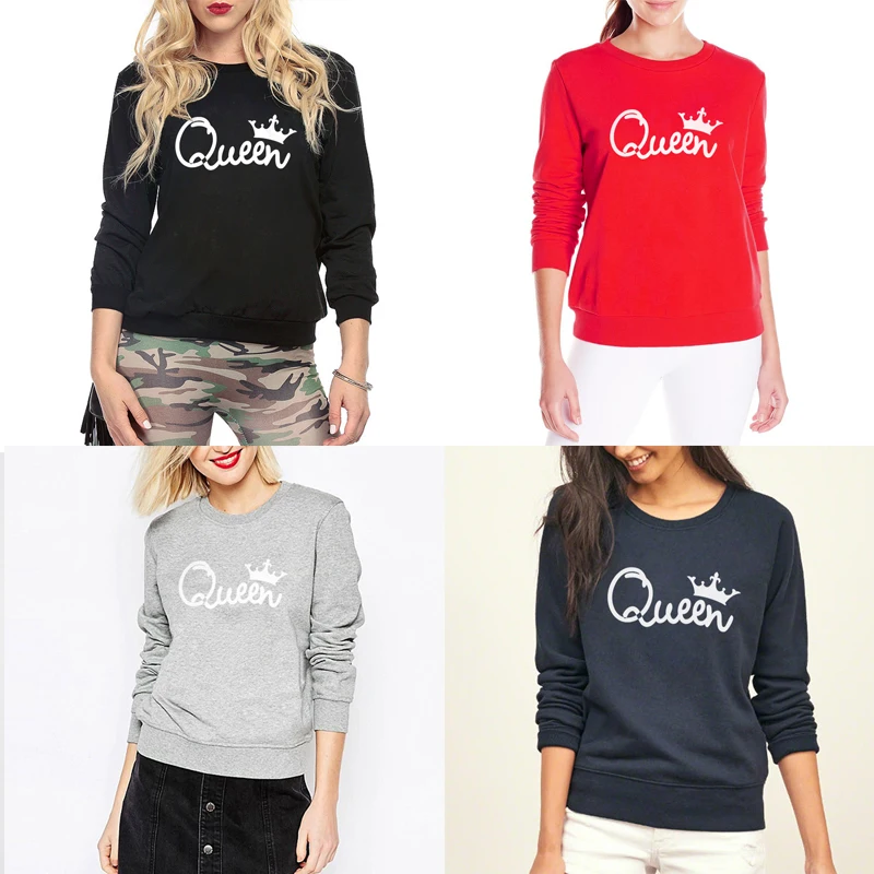 

50% Sale 2022 new crown letter pattern printed long sleeve Plush round neck women's sweater