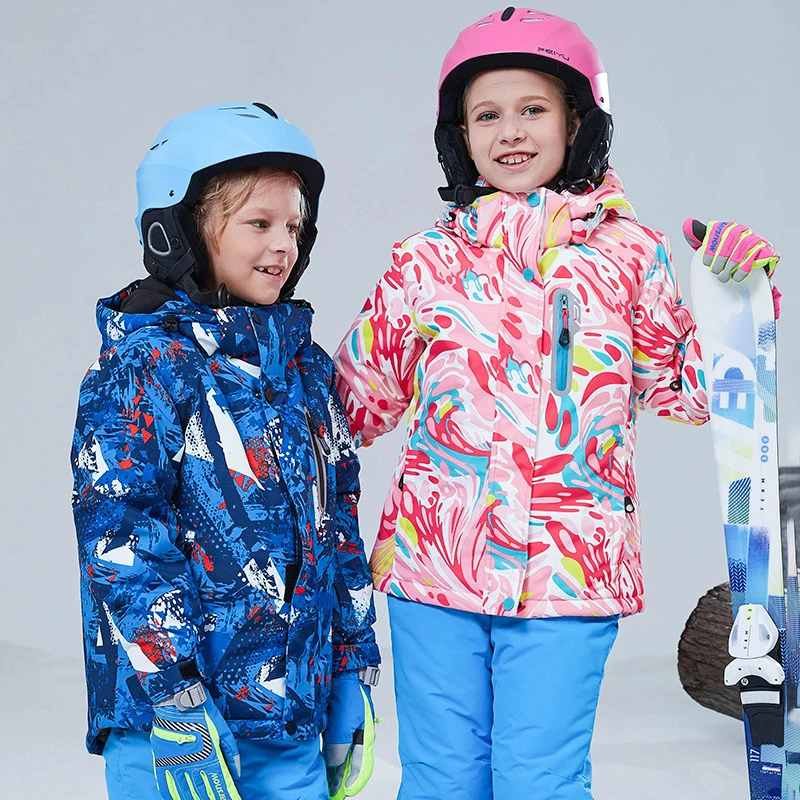 Sport Baby Girl Skiing Jackets Warm Hooded Boy Snow Coats Waterproof Fleece Children Windbreaker Mountain Teenager Kids Clothes