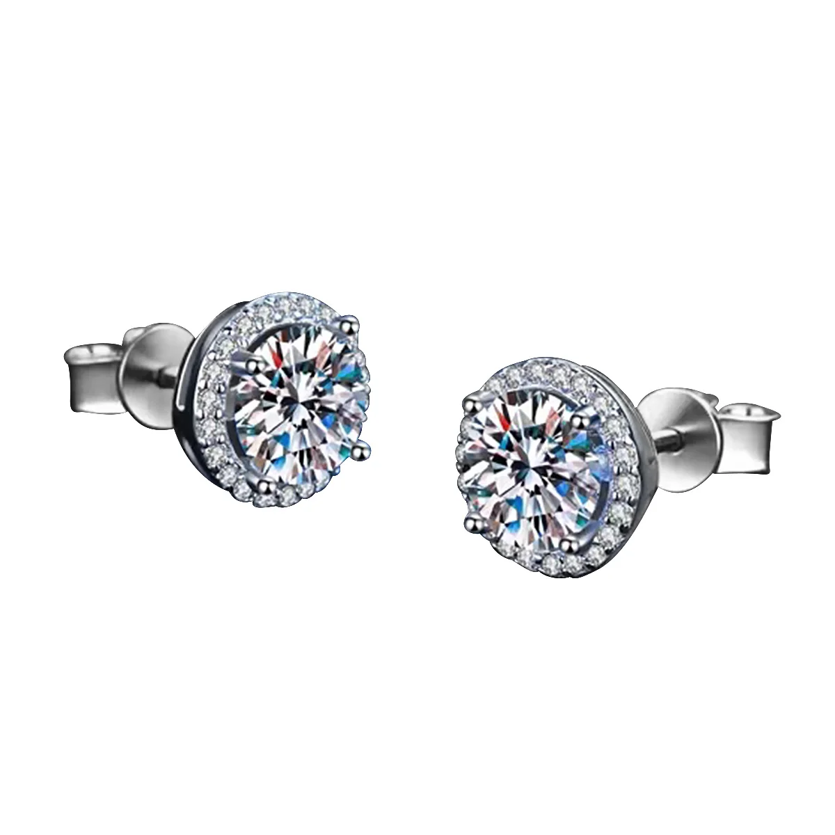 

100% 925 Sterling Silver Earring Woman 1ct D Color Moissanite Stud Earrings Hypoallergenic Wedding Banquet Fine Jewelry Trend
