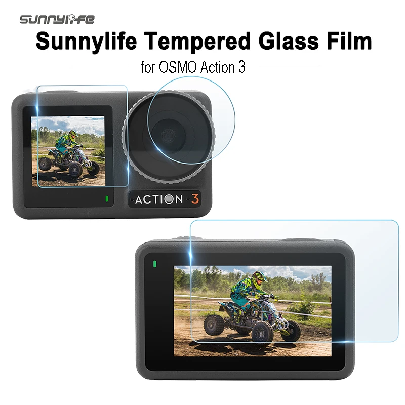 

Пленка для объектива для OSMO Action 3, защитная пленка из закаленного стекла, аксессуары для спортивной камеры, защита от пыли, Sunnylife