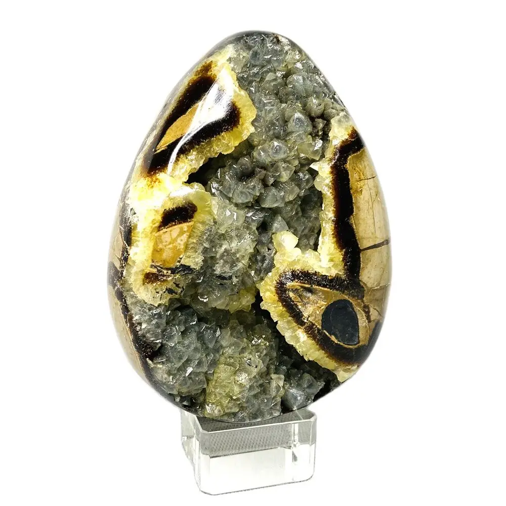 

1139g Yellow Calcite Turtle Back Stone Geode Dragon Egg Home Spiritual Decoration Stone and Crystal Healing Witch Decoration