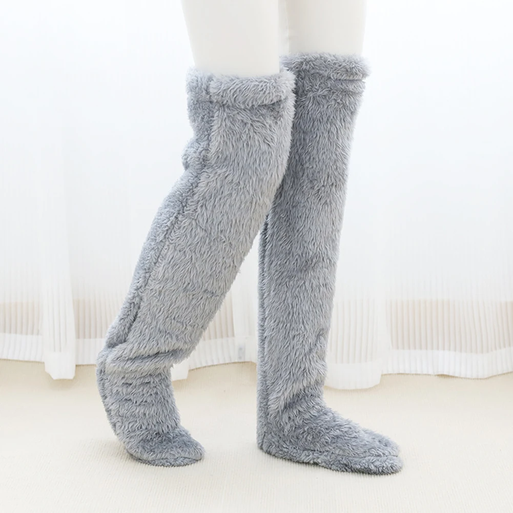 

Зимние пушистые носки, уютные плюшевые чулки для защиты колена, утолщенные плюшевые тапочки, чулки, Спальные Носки для домашнего сна
