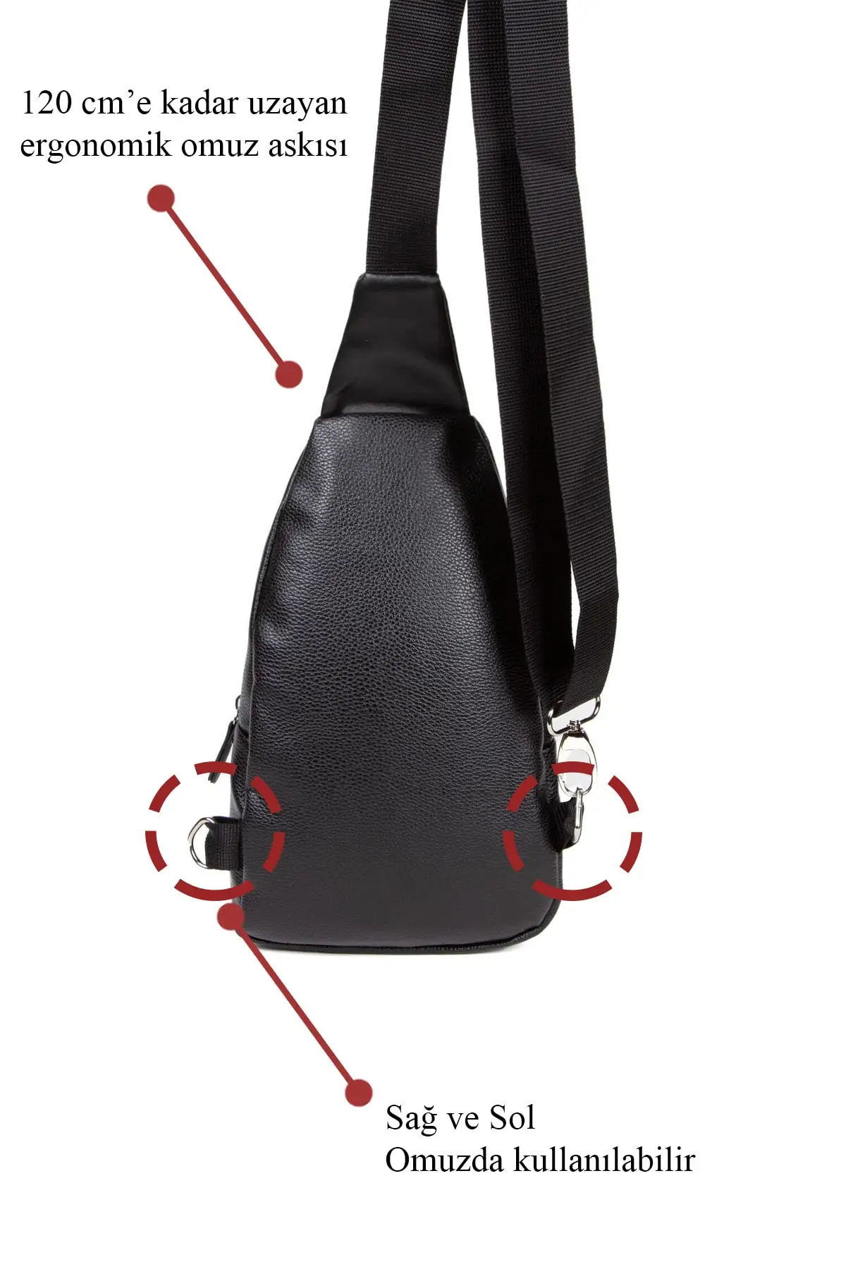 

Black Men's and Women's Chest Bag Soft Leather 3 Slots Phone Slot Waterproof Purse Zippered Men Handbag Adjustable Strap