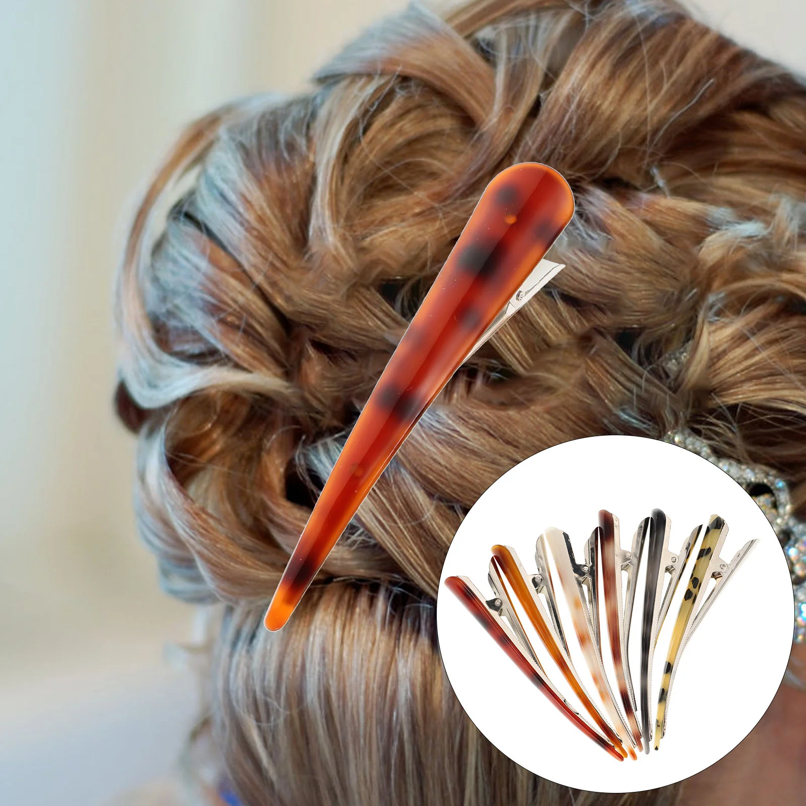 

6 Pcs Acetate Acrylic Horn Clip Fashion Hair Ox Hairpin Headgear Ponytail Clips