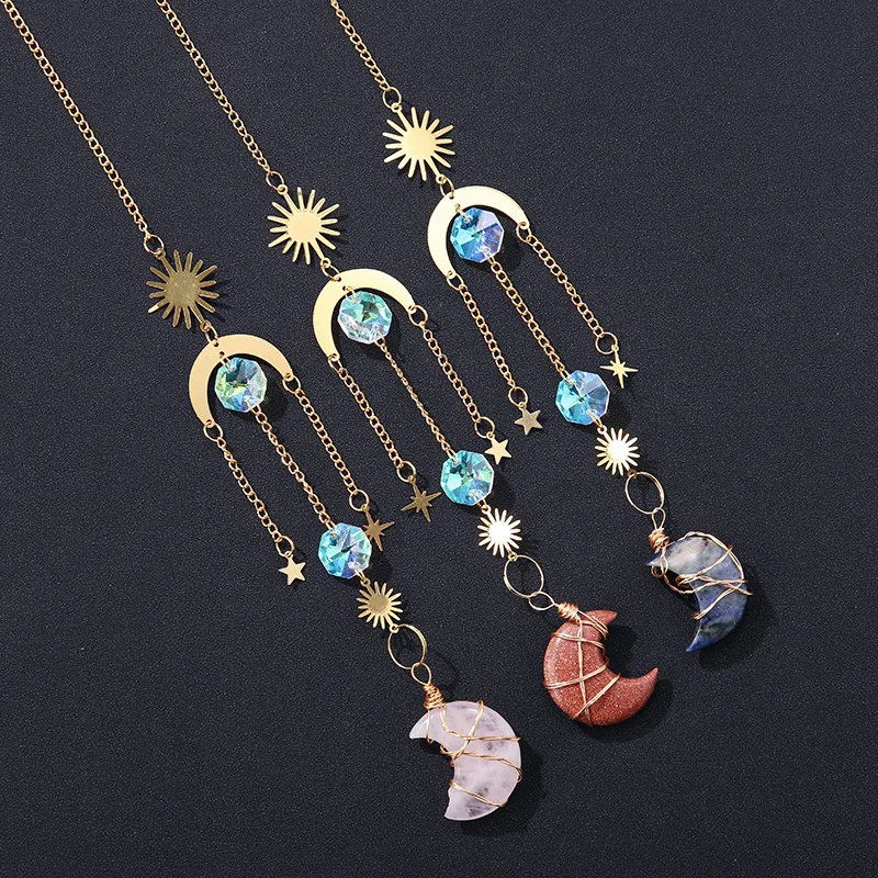 

New Crystal Sun Catcher moon wind chimes pendant home decorative creative lighting lanyard crystal pendant