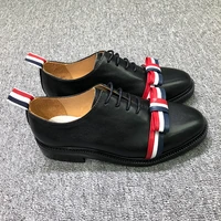 tb tnom shoes autunm womens boutique shoes fashion brand lace up footwear smooth calfskin rwb color bowknot leather tb shoes