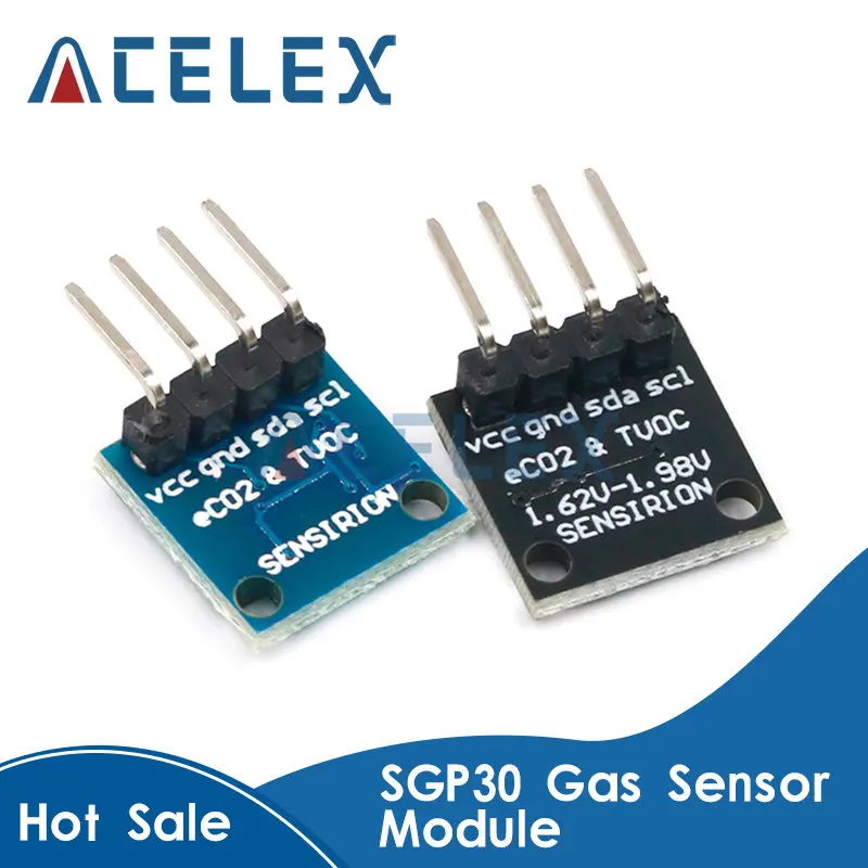 

Модуль датчика газа SGP30 TVOC/eCO2, комнатный датчик качества воздуха, формальдегида, углекислого газа, Плата датчика для измерения IIC I2C интерфей...