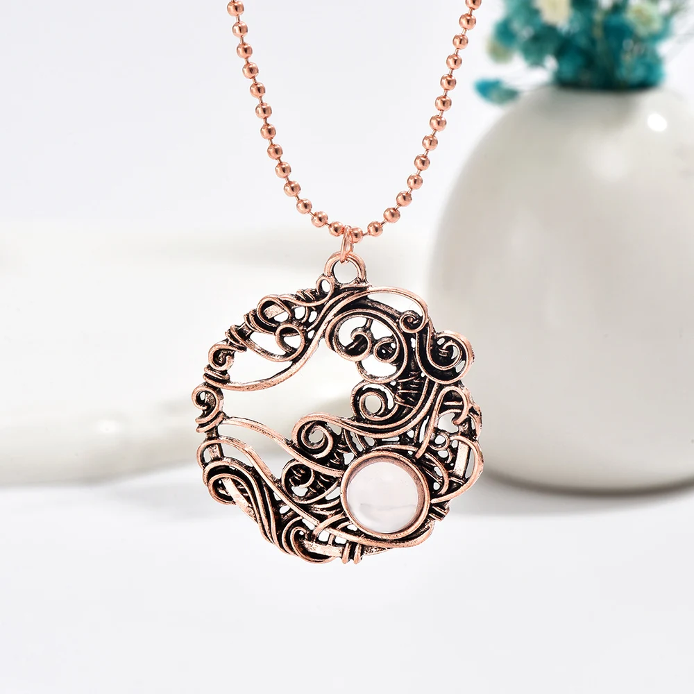 

Bohemian Creative Handmade Winding Moonstone Pendant Necklace for Women Vintage Summer Collar Women's Wedding Jewelry
