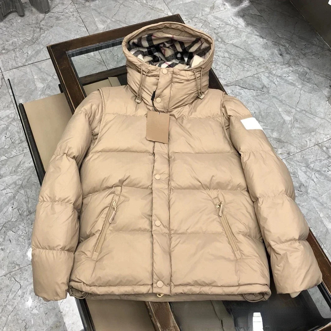 Высококачественный зимний пуховик со съемными рукавами и капюшоном для мужчин