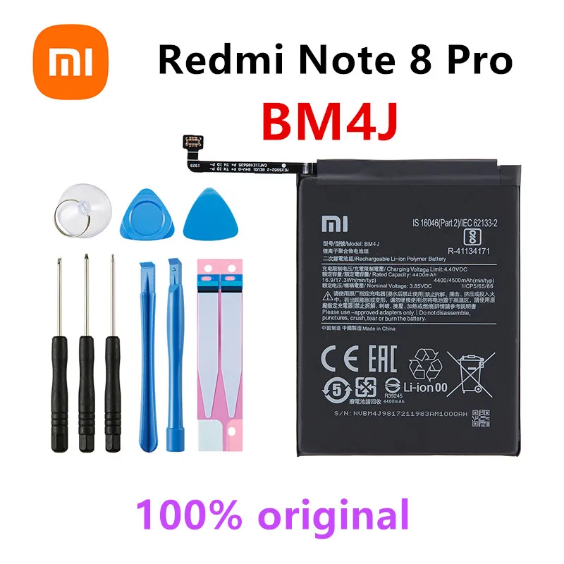 

Xiao mi 100% Orginal BM4J 4500mAh Battery For Xiaomi Redmi Note 8 Pro Note8 Pro High Quality Phone Replacement Batteries +Tools