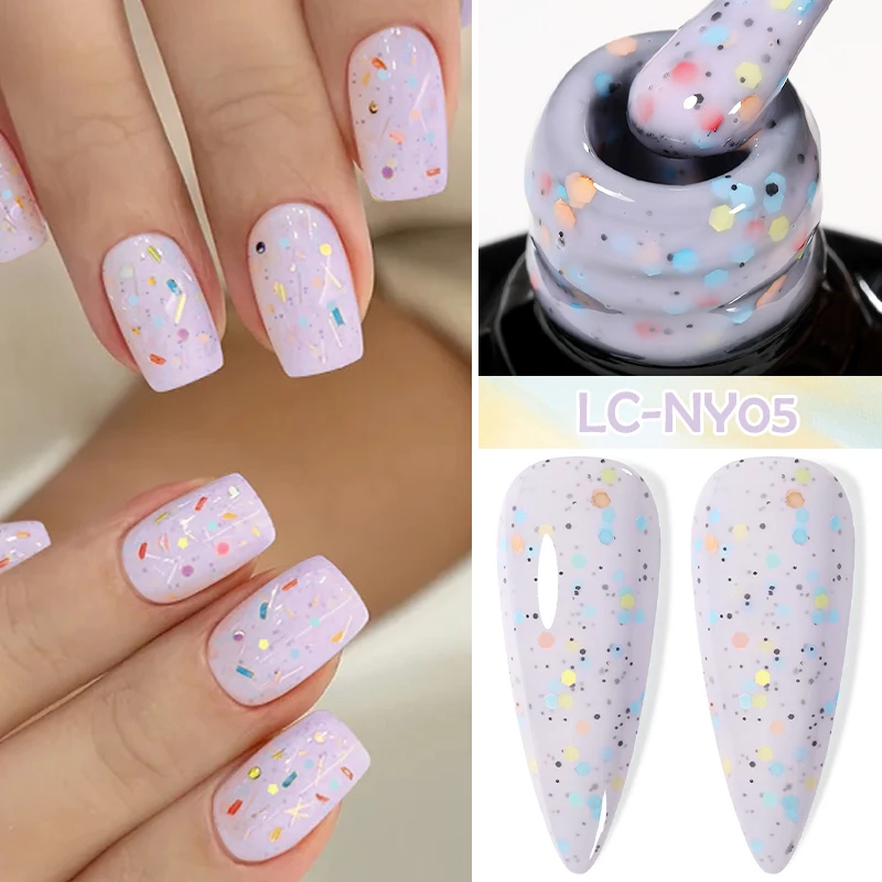 Фото LILYCUTE 7 мл Macaron Cream Гель-лак для ногтей для летнего маникюра с блестками Полуперманентный гель-лак для дизайна ногтей Soak Off Nail №1