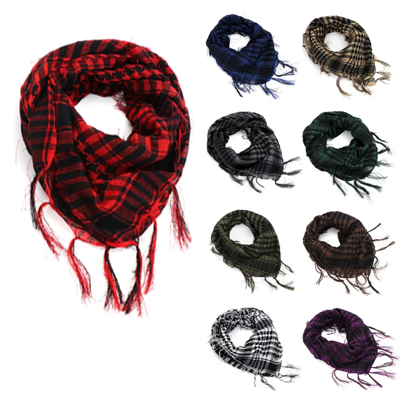 

Outdoor Hiking Scarves Military Arab Tactical Desert Scarf Army Headshawl with Tassel Bandana Scarf Mask Sweat-absorbent Soft