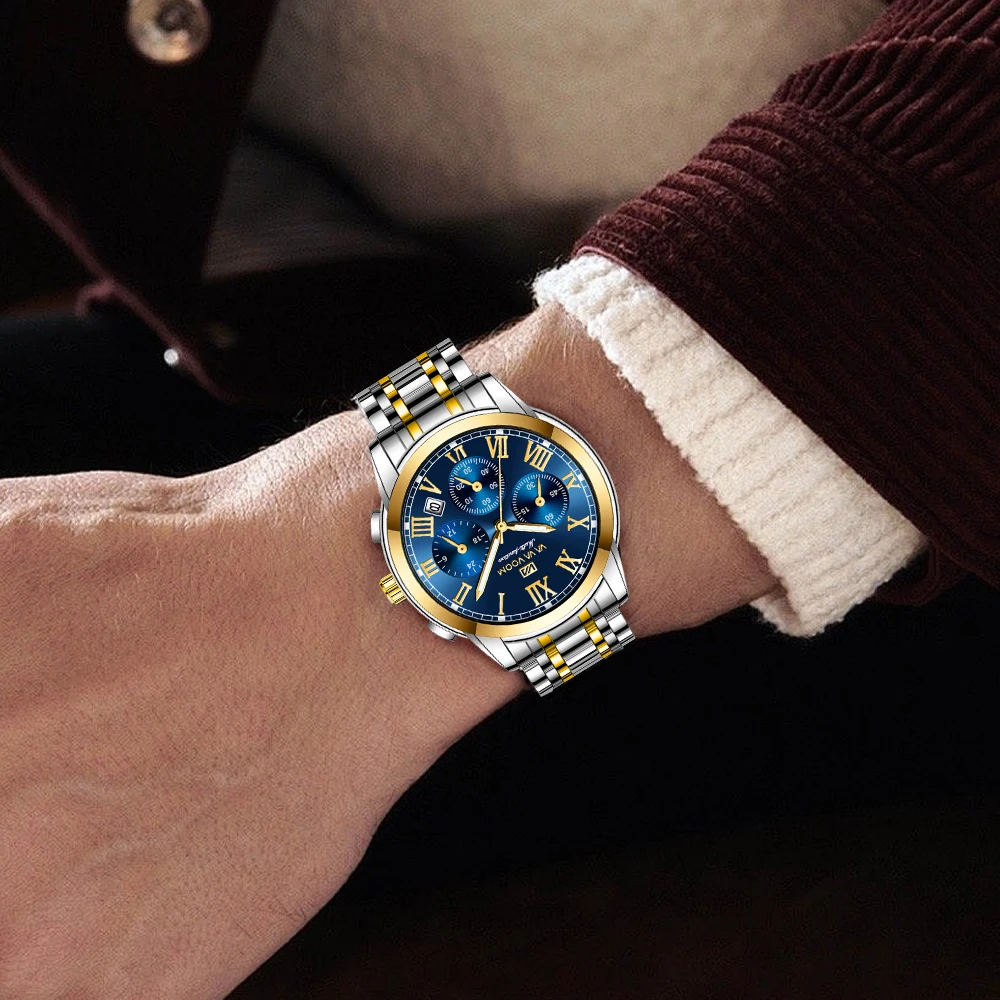 Новинка 2024 мужские многофункциональные часы из нержавеющей стали 40 мм Роскошные