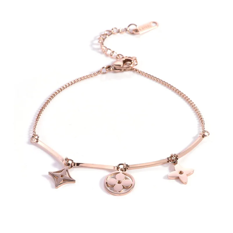 

2022 Stylish Minimalism Bracelet Rose Gold Titanium Steel Bracelet Korean Fashion Jewellery Stainless steel Colorfast