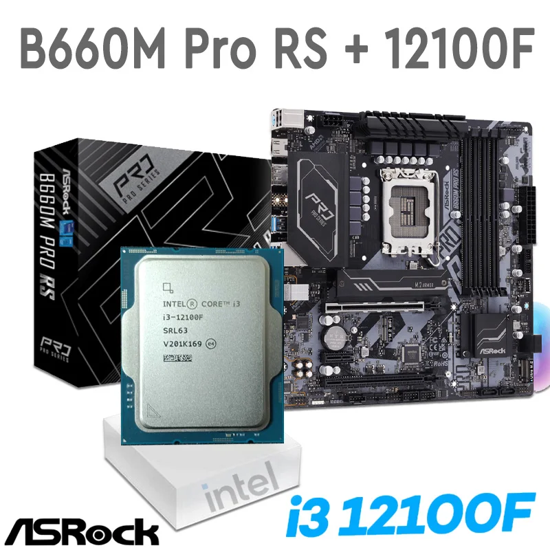 

ASRock B660M Pro RS i3 12100F CPU B660 Motherboard Combo i3 Intel 12th-Gen Core CPU i3 12100F LGA 1700 DDR4 i3 12100F Kit New