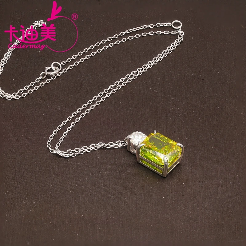 CADERMAY Custom Jewelry Radiant Cut Moissanite S925 Sterling Silver Octagon ZC Pendant Necklace For Women Party Gifts