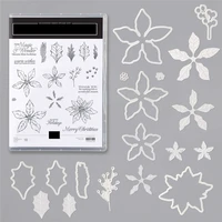 poinsettia metal cutting dies and stamps for christmas scrapbooking craft stencil diy album template model new arrival 2021