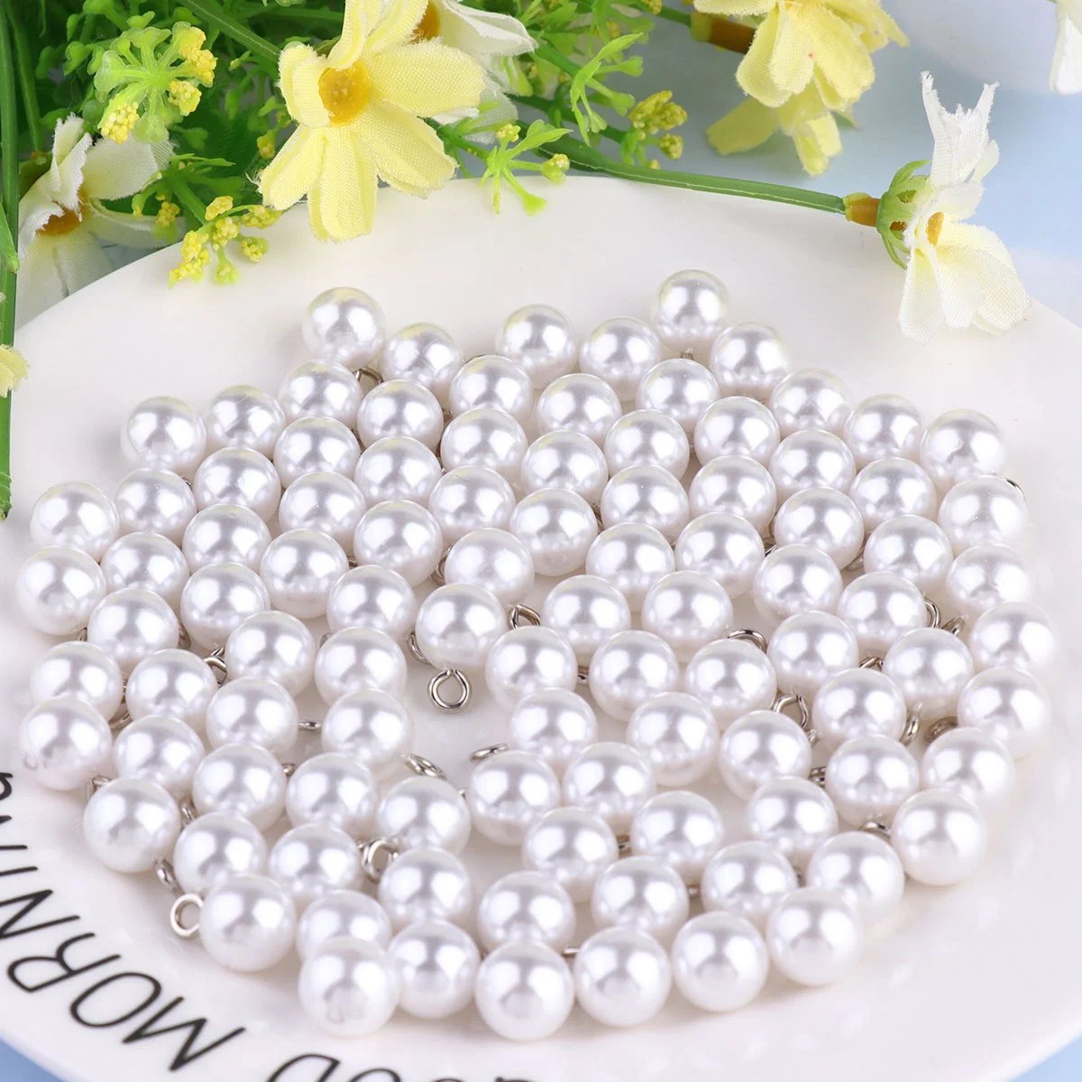

Pearl Buttons Button Embellishments Round Full Embellishment Dress White Flatback Beads Loose Bead Wedding Decorative Bridal