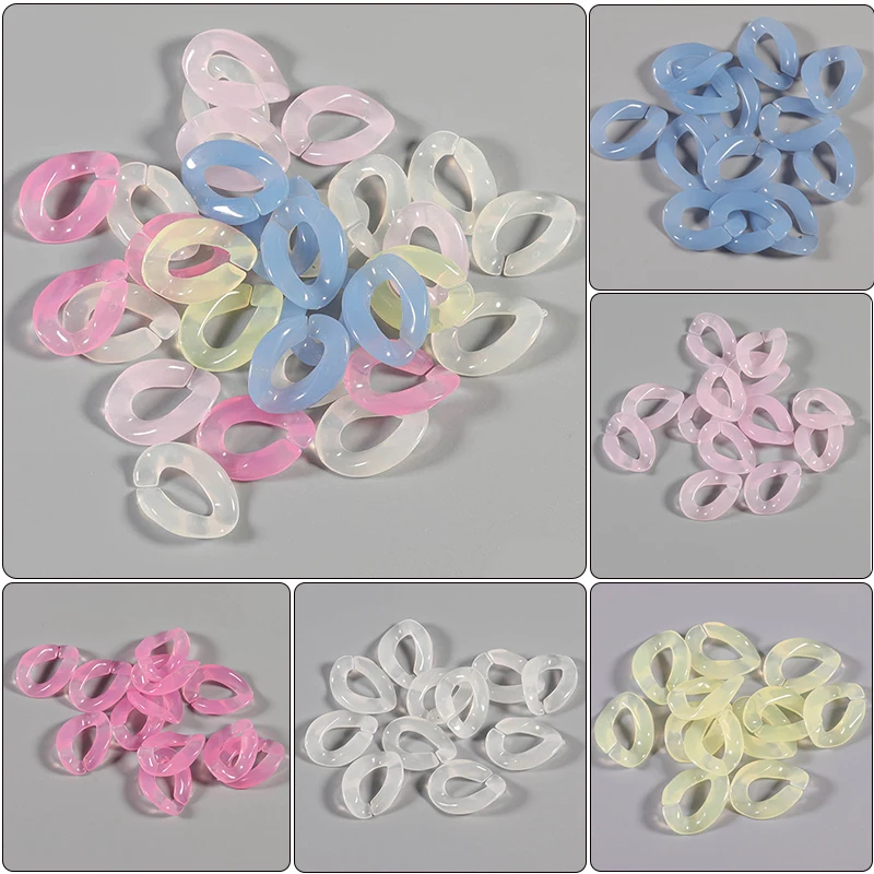 

16x23mm Acrylic Candy Color Oval Chains Open Link Connectors Bag Charm Straps For Diy Women Bracelets Jewelry Finding Components