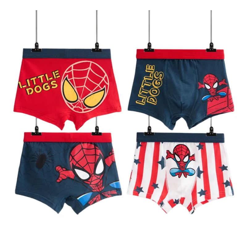 

Милые детские хлопковые трусы-боксеры с героями мультфильмов Marvel Человек-паук Супермягкие хлопковые трусы-шорты для мальчиков подарок на день рождения