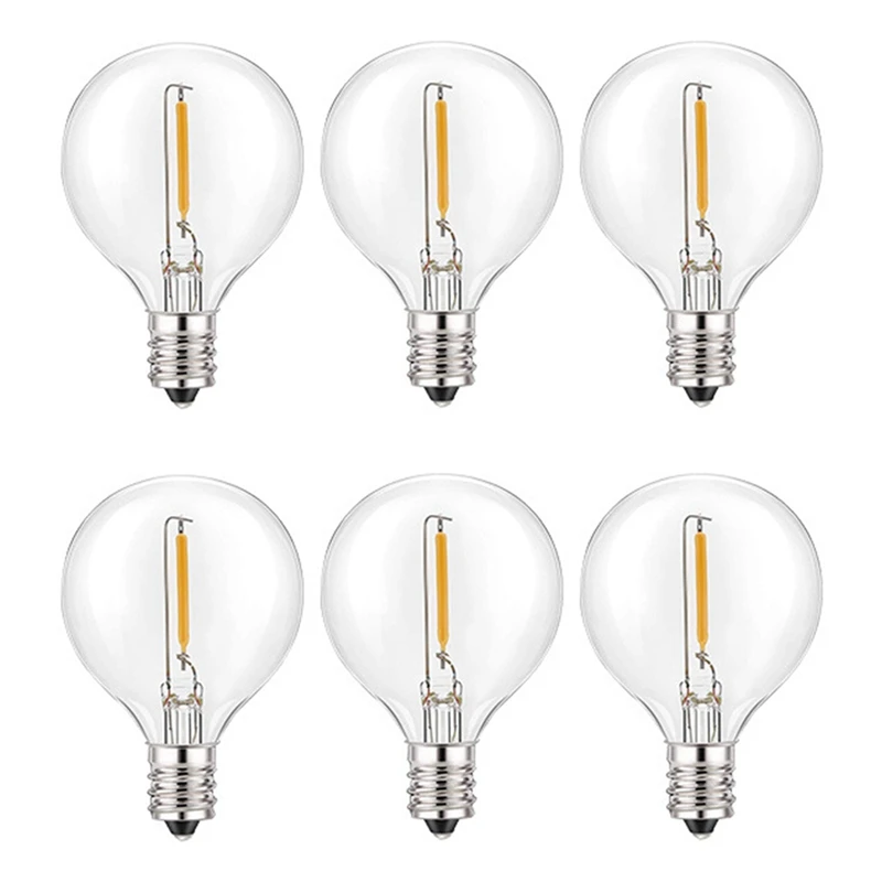 

12Pcs G40 LED Replacement Light Bulbs, E12 Screw Base Shatterproof LED Globe Bulbs For Solar String Lights Warm White