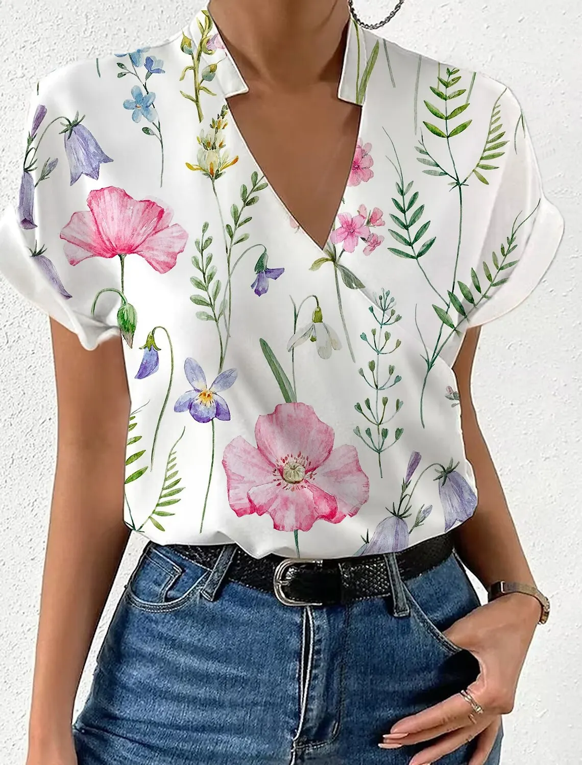 

Leisure V-neck Pullover Printed Women Chiffon Shirt Tops Summer Loose Fitting Blouse Femme Blusas Mujer Elegantes Y Juveniles