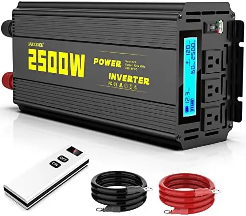 

Watt Modified Sine Wave Power Inverter, 12V DC to AC 110V/120V (Peak) 5000W Converter 3 Outlet Car Inverter with Remote Control