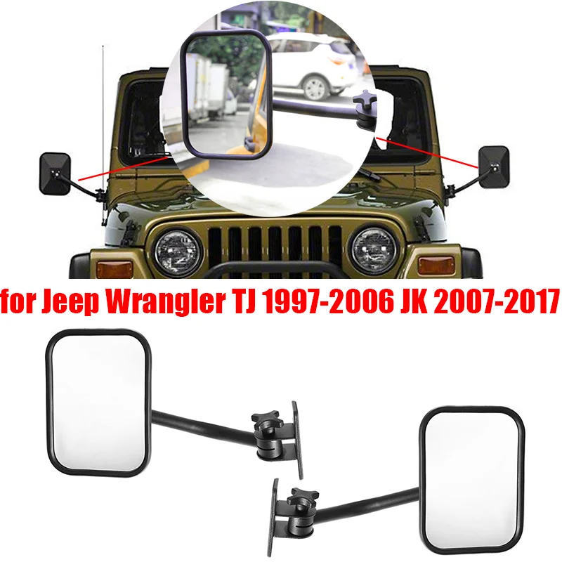 

2pcs Car Side Rearveiw Mirror Rectangle Rear View Mirrors for Jeep Wrangler TJ 1997-2006 JK 2007-2017
