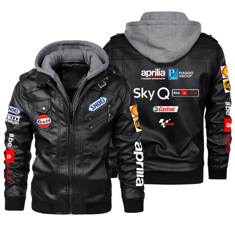 

2023 bomber Aprilia logo Men's Leather Jackets Autumn Casual Motorcycle PU Jacket Biker Leather Coats Brand Clothing EU Size