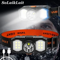 cob led headlamp 3 mode usb rechargeable head light flashlight 18650 battery led searchlight waterproof camping fishing torch