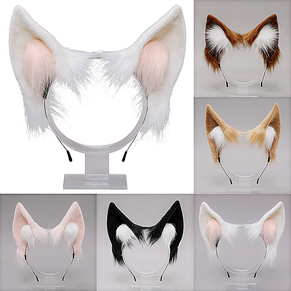 Купи 1PC Lolita Cosplay Cat Ears Headband Anime Dance Party Costume Wolf Fox Ear Plush Hairband Girls Kawaii Hair Accessories Props за 363 рублей в магазине AliExpress