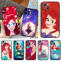 silicone cover cute the mermaid for apple iphone 13 12 11 pro max mini xs xr x 8 7 6s 6 5 plus black phone case