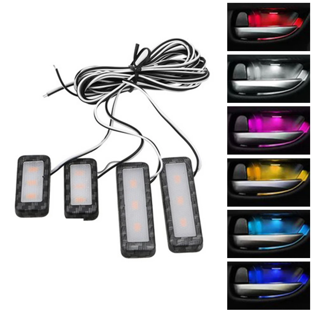 

Car 12V Universal Modified Door Handle Light Interior Parts For Car One Drag Four Atmosphere Light IP65 Different Colors Lights