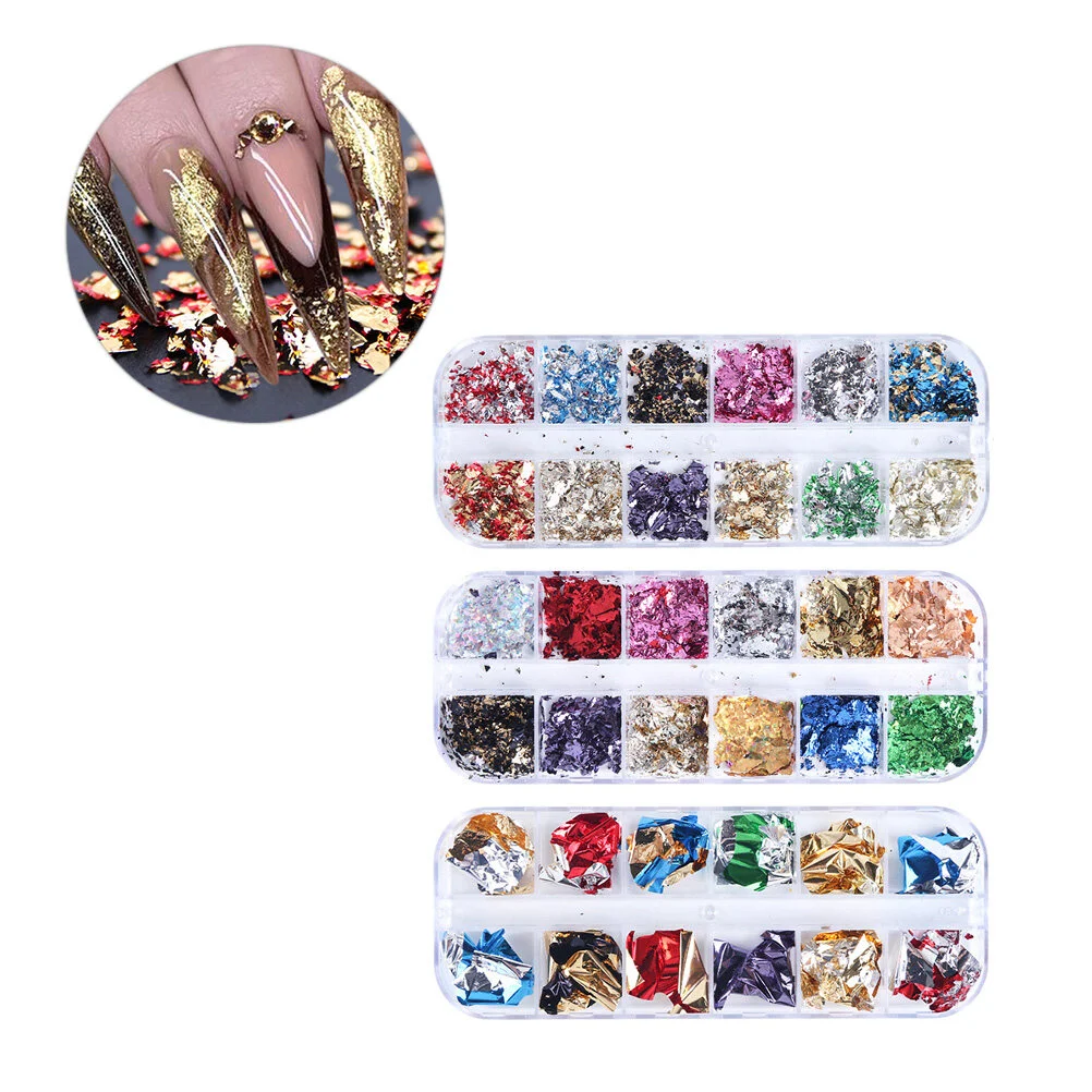 

3 Sets of 12 Grids Nail Tinfoil Paper Nail Manicure DIY Scrap Paper Decoration Tools