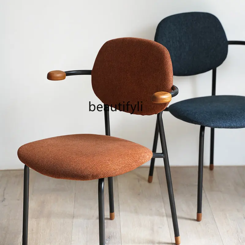 

Armchair Nordic and Japanese Style Light Luxury and Simplicity Soft Cushion Stacked Dining Chair Desk Chair