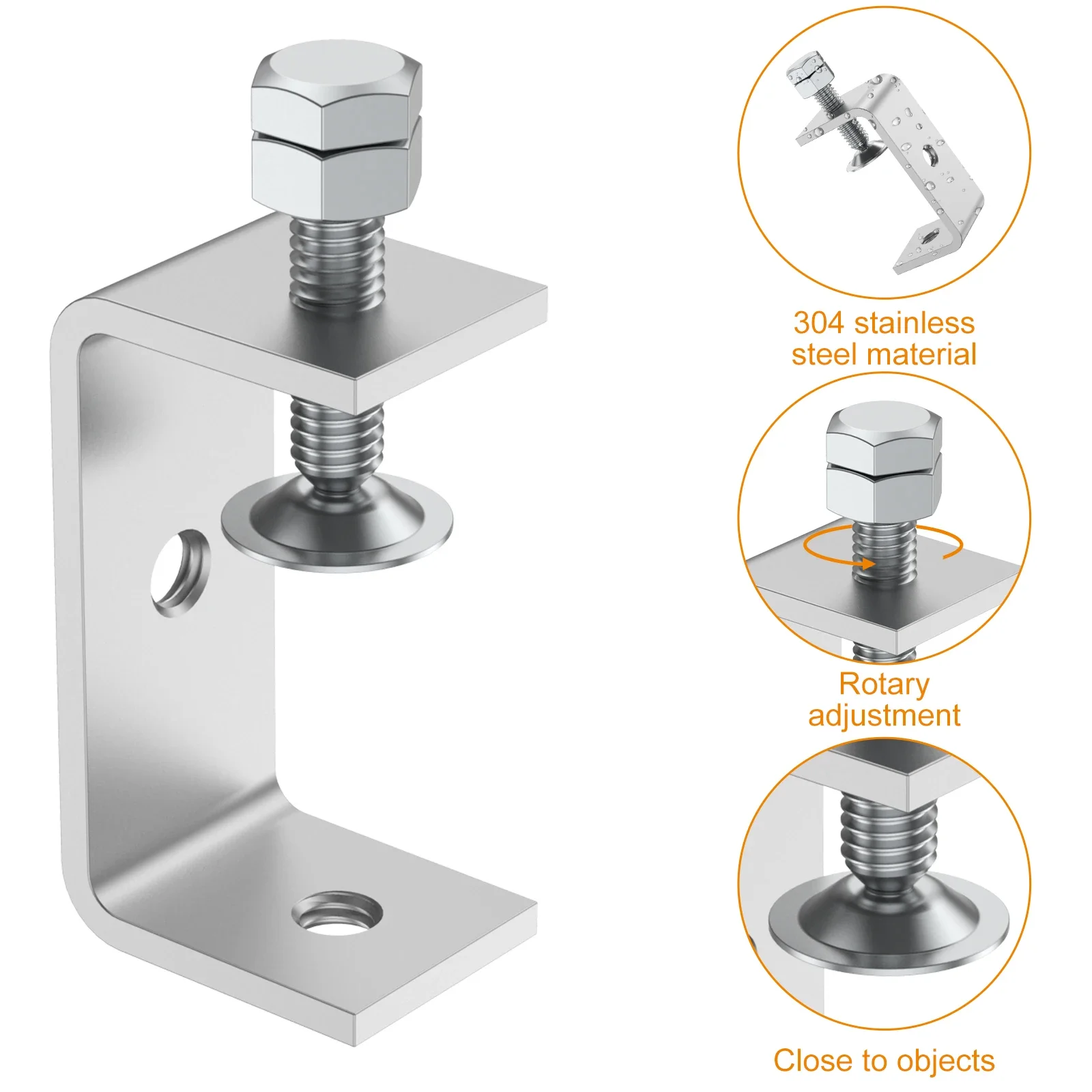 2 шт. C-образный зажим из нержавеющей стали 304 тигровые зажимы 65 мм сверхмощный