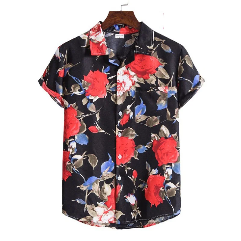 

Mens Beach Shirts Camisa Social Masculina 2022 Fashion Brand Floral Shirt Men Slim Fit Short Sleeve Hawaiian Shirt Male Chemise