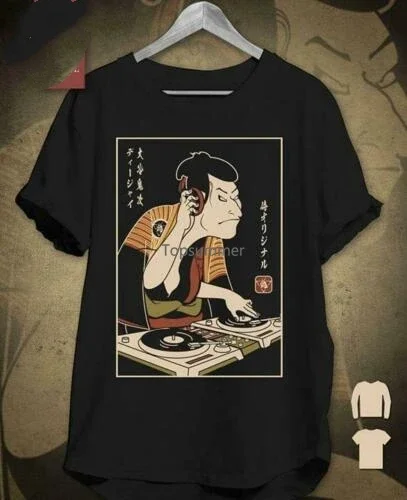 Рубашка Samurai Dj Мужская футболка Черный хлопок S-6XL Негабаритные футболки с