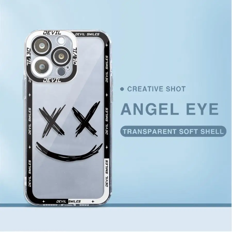 Comic Art Smiley Face Cover Phone Case for Apple iPhone 13 15 16 Pro Max 14 11 12 7 8 Plus X XS MAX XR Plu Soft TPU