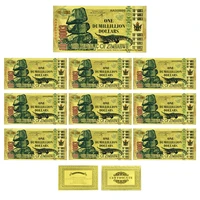 10pcslot zimbabwe one dumillillion dollars gold foil banknotes with uv mark crocodile souvenir banknotes festival gifts